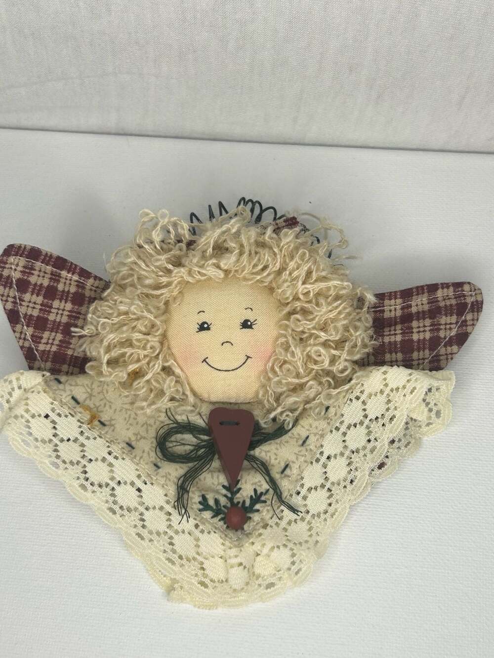 Handmade Vintage Folk Art Country Primitive Angel Christmas Ornament